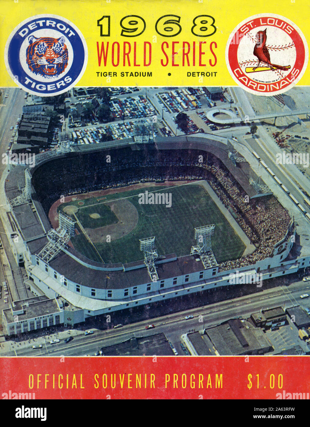 Vintage Cover auf dem Programm Veröffentlichung für 1968 World Series zwischen den Detroit Tiger und die St. Louis Cardinals. Stockfoto