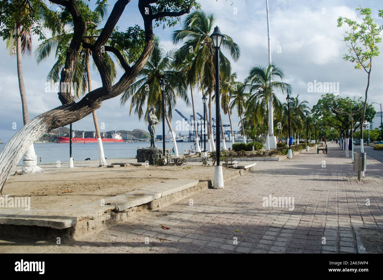 Paseo Bastidas, an der Strandpromenade Promenade in der karibischen Stadt von Santa Marta entfernt Stockfoto
