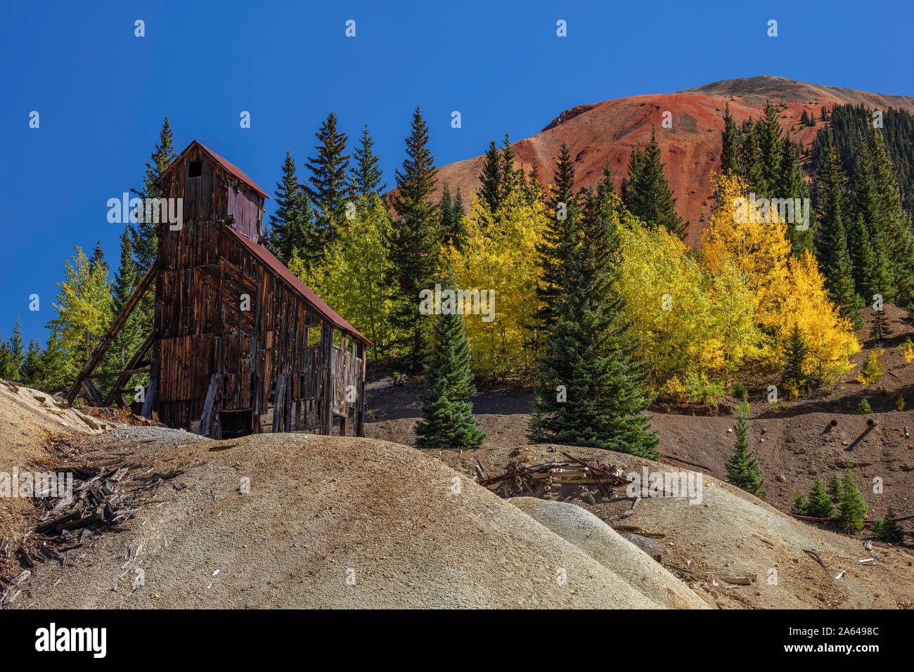 Yankee Mädchen Mine, Roter Berg, Ouray County, San Juan Mountains, Colorado Stockfoto
