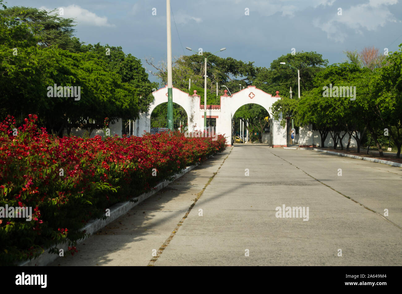 Eingang zu San Pedro Alejandrino in Santa Marta Stockfoto