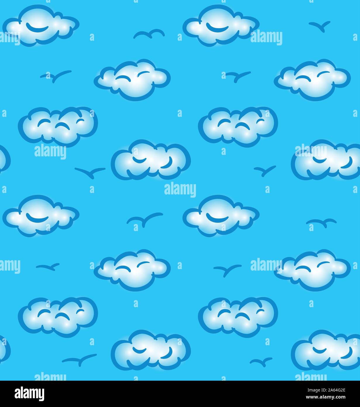 Erstellt nahtlose Muster mit Wolken und Vögel Stock Vektor