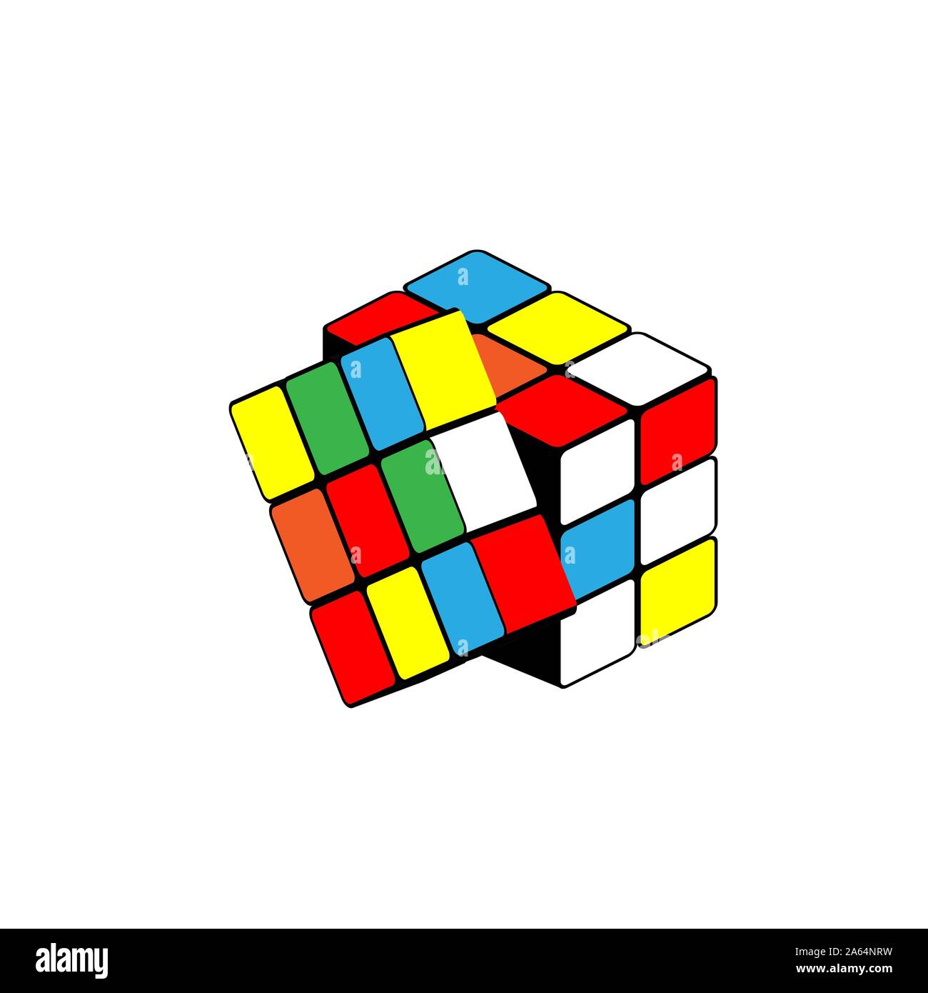 Das Puzzle isometrische Rubik's Cube. Vector Illustration auf weißem Hintergrund Stock Vektor