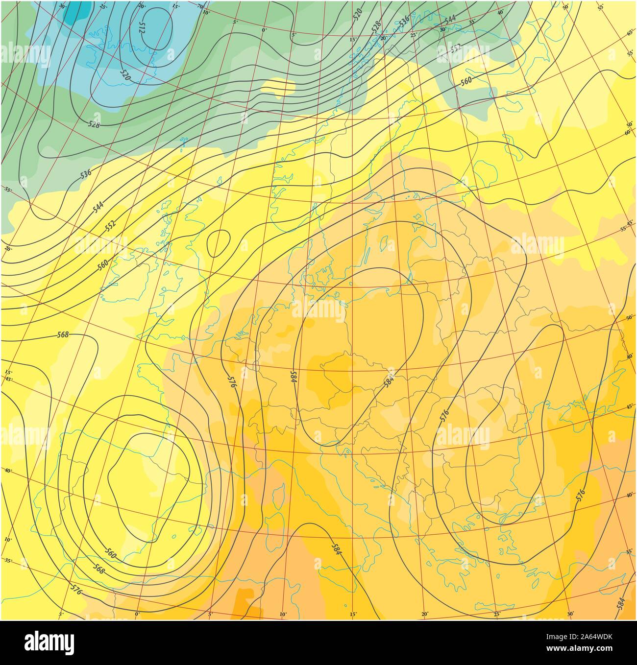 Fiktive Wetter und Temperatur Karte von Europa Stock Vektor