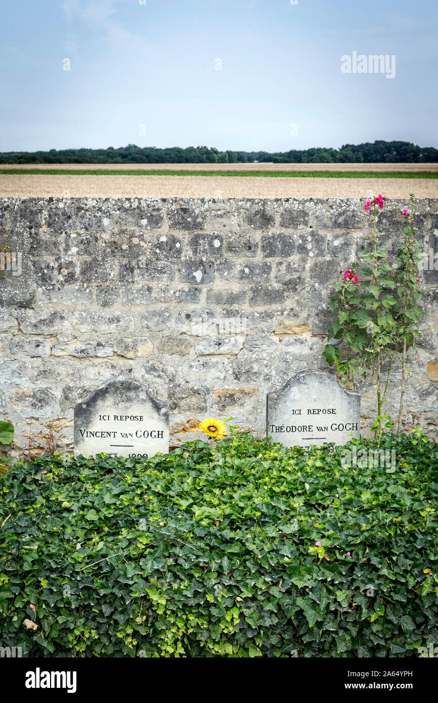 Auvers-sur-Oise: Friedhof und Grab von Maler Vincent Van Gogh Stockfoto