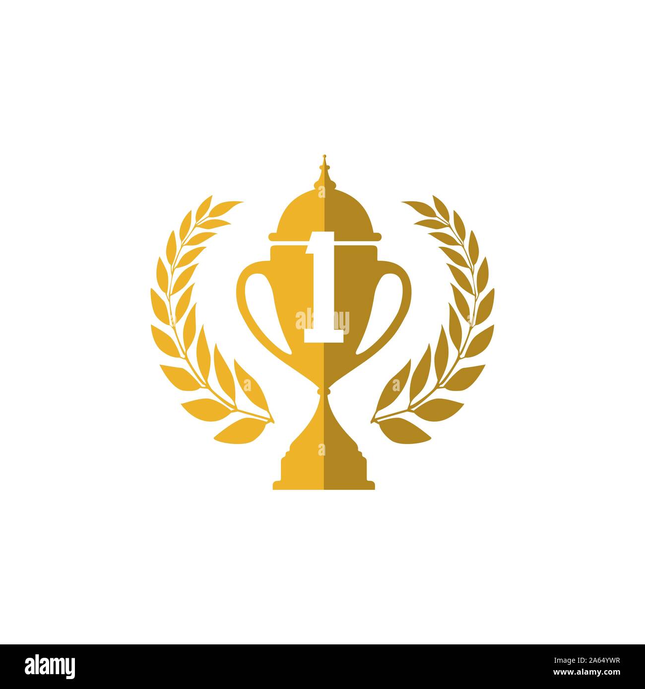 Nummer 1 Trophy cup vector Sieger Logo Design Symbol im flachen Stil Stock Vektor