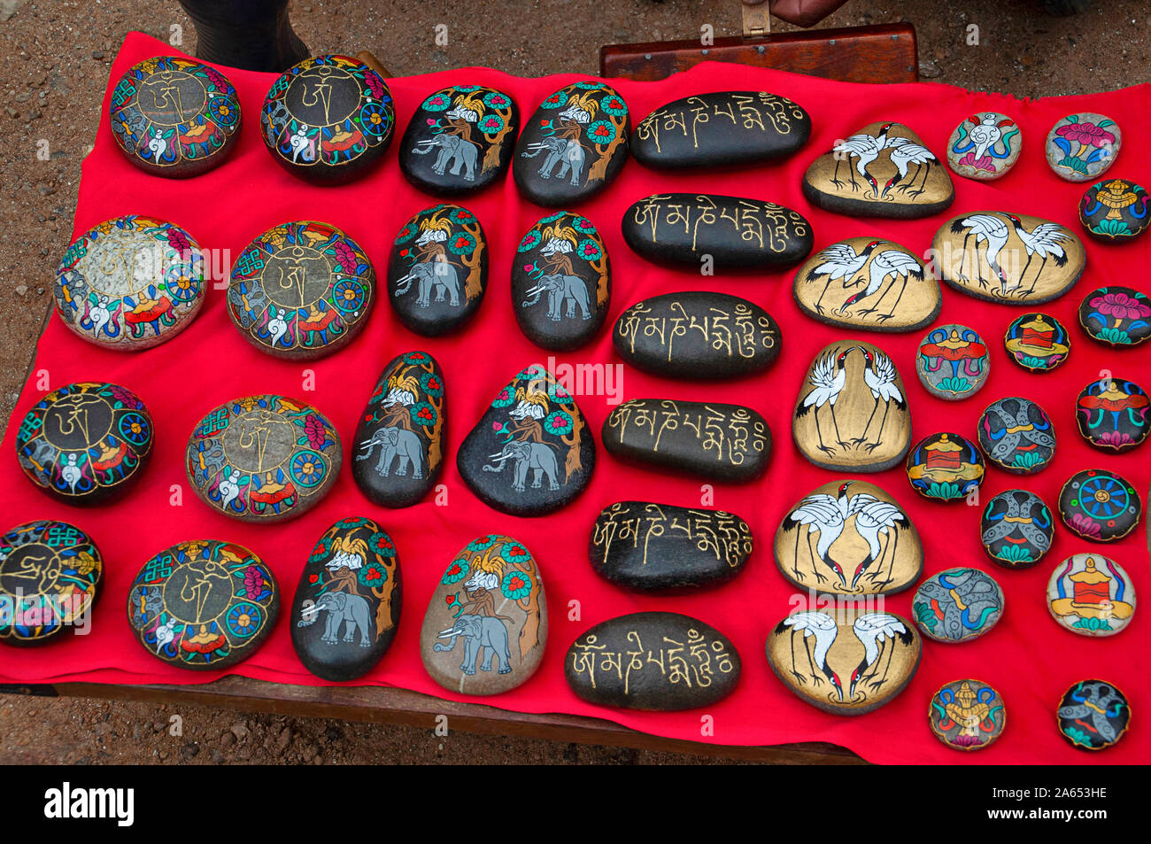 Stein Kunst in Thimpu, Bhutan Stockfoto