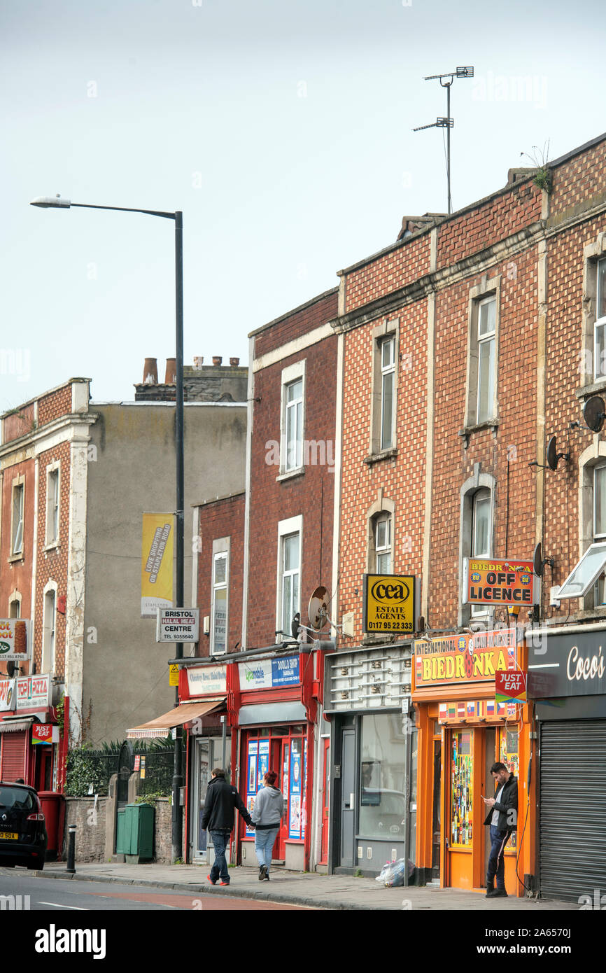 Stapleton Straße in Bristol, die einige Leute als die schlimmsten in Großbritannien einschließlich des Ministers Sajid Javid, die dort als Kind gelebt haben gekennzeichnet Stockfoto