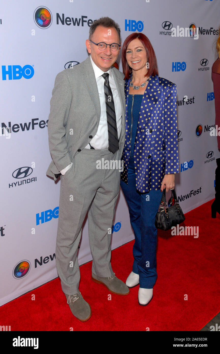 New York, Vereinigte Staaten. 24 Okt, 2019. Michael Emerson und Carrie Preston an der Opening Night Screening der ell Durch "während der Neue Fest Film Festival in der SVA Theater in New York City. Credit: SOPA Images Limited/Alamy leben Nachrichten Stockfoto