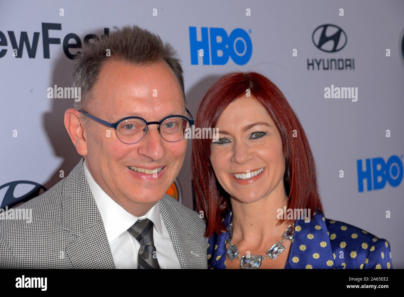 New York, Vereinigte Staaten. 24 Okt, 2019. Michael Emerson und Carrie Preston an der Opening Night Screening der ell Durch "während der Neue Fest Film Festival in der SVA Theater in New York City. Credit: SOPA Images Limited/Alamy leben Nachrichten Stockfoto
