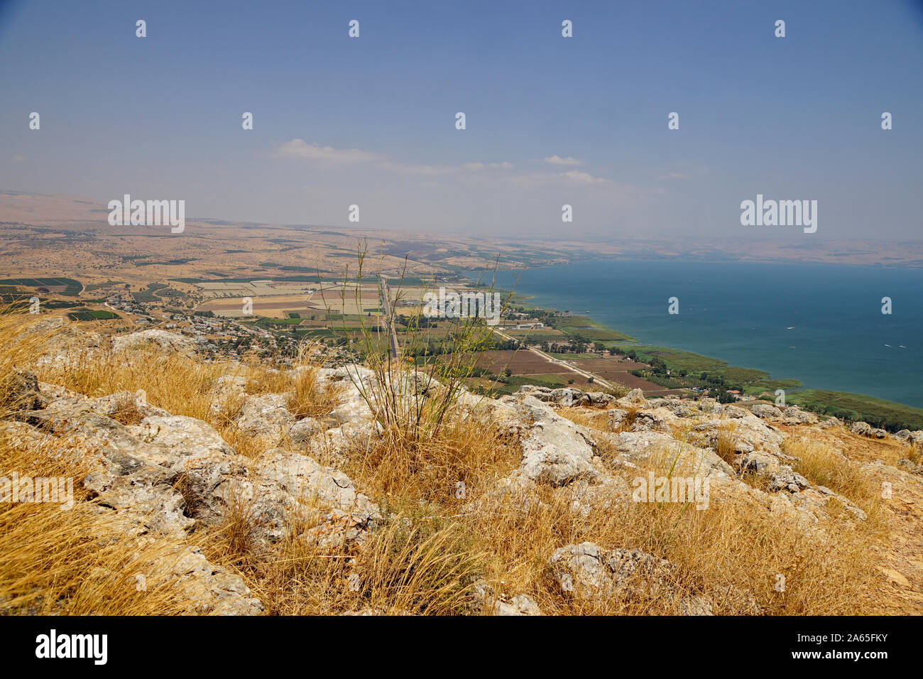 Berg Arbel Naturpark und Nationalpark, Galiläa, Israel mit Blick auf das Meer o f Galiläa Stockfoto