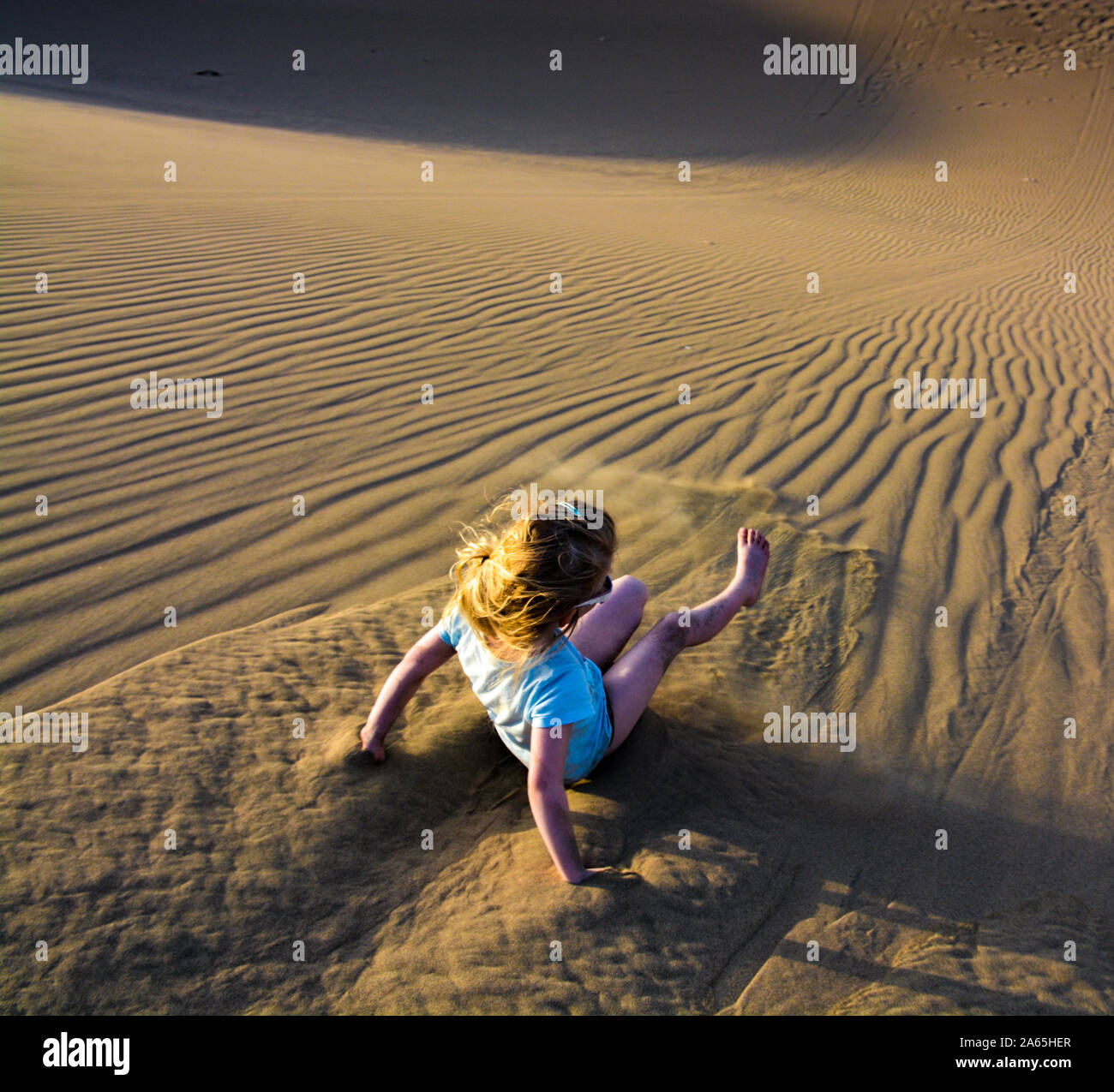 Sandboard in Huacachina, Peru Stockfoto