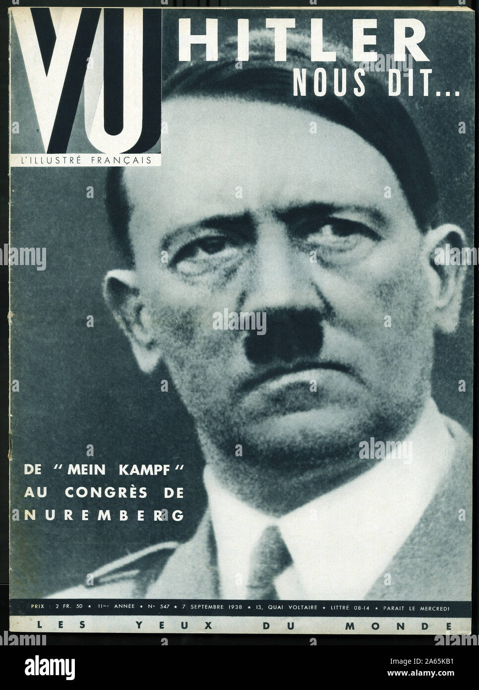 Portrait d'Adolf Hitler (1889-1945), chancelier allemand, fondateur du nazisme et de la dictature instaurateur totalitaire du Troisieme Reich. Hg Stockfoto