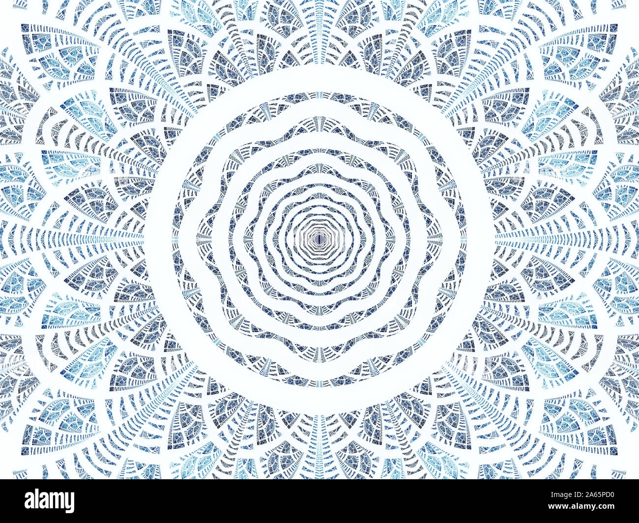 Weiß und Blau komplizierte Mandala - digital erzeugte Bild Stockfoto