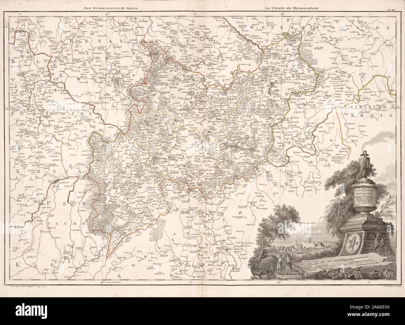 Deutsch: Ludwig August Mellin, Atlas von Liefland, oder von den Beyden Gouvernementern U. Herzogthümern Lief- und Ehstland, und der Provinz Oesel. Diese Arbeit enthält 14 Karten ist der erste komplette Atlas von Lettland und Estland. Der Compiler des Atlas, Graf Ludwig August Mellin (1754-1835), war ein Deutscher, der in der Ostsee Tuhala, Estland geboren wurde, dann eine Provinz des Russischen Reiches. Bei einem Besuch in Riga 1782, Krone Prinz Paul von Russland angeblich gebeten, eine Karte mit der Lage des Livländischen Abteilung der Russischen Armee zu sehen. Wenn es stellte sich heraus, dass keine solche Karte gab, Mellin, dann ein Sie Stockfoto