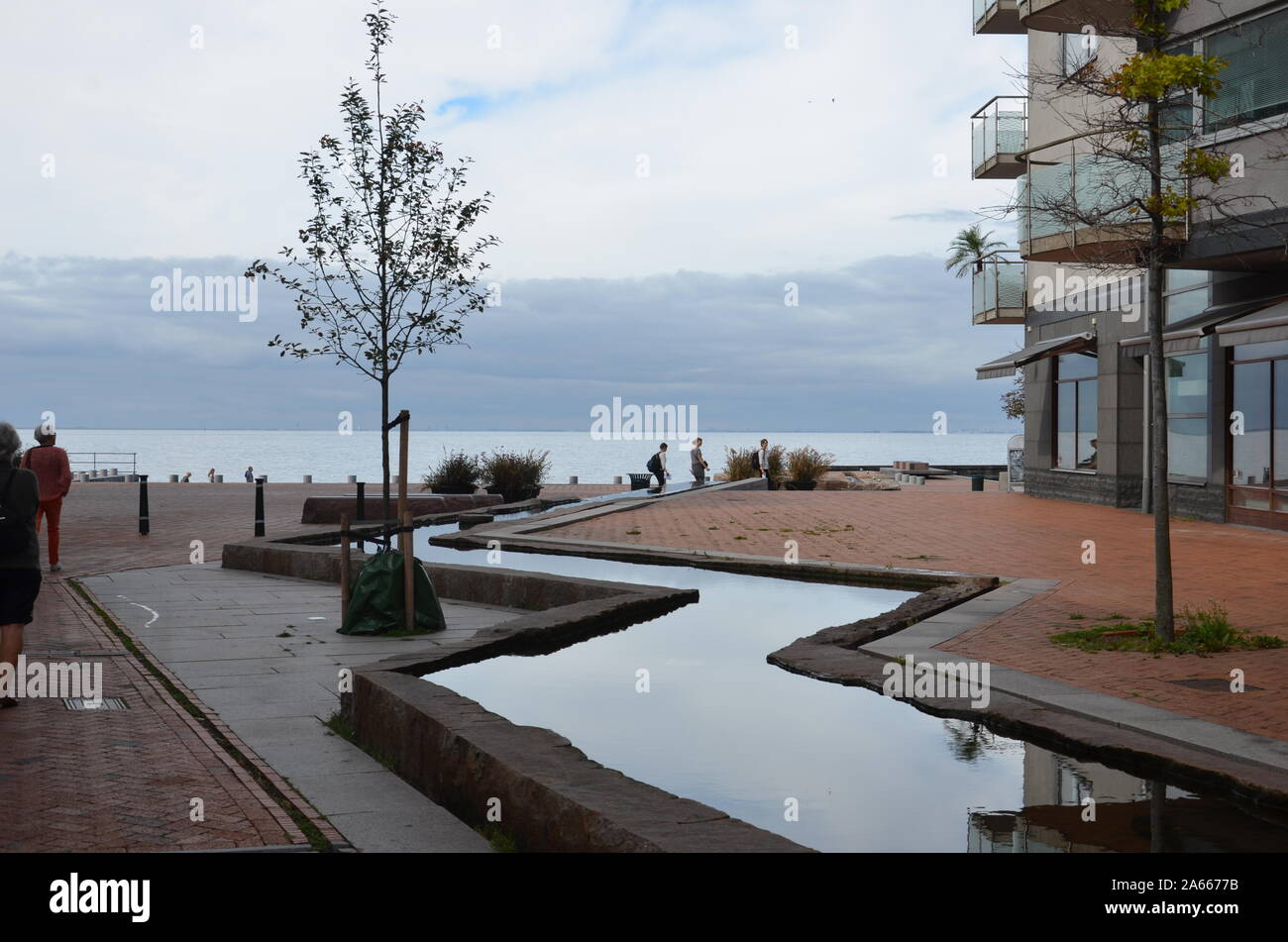 Blick über den Öresund, Western Harbour, Malmö Stockfoto