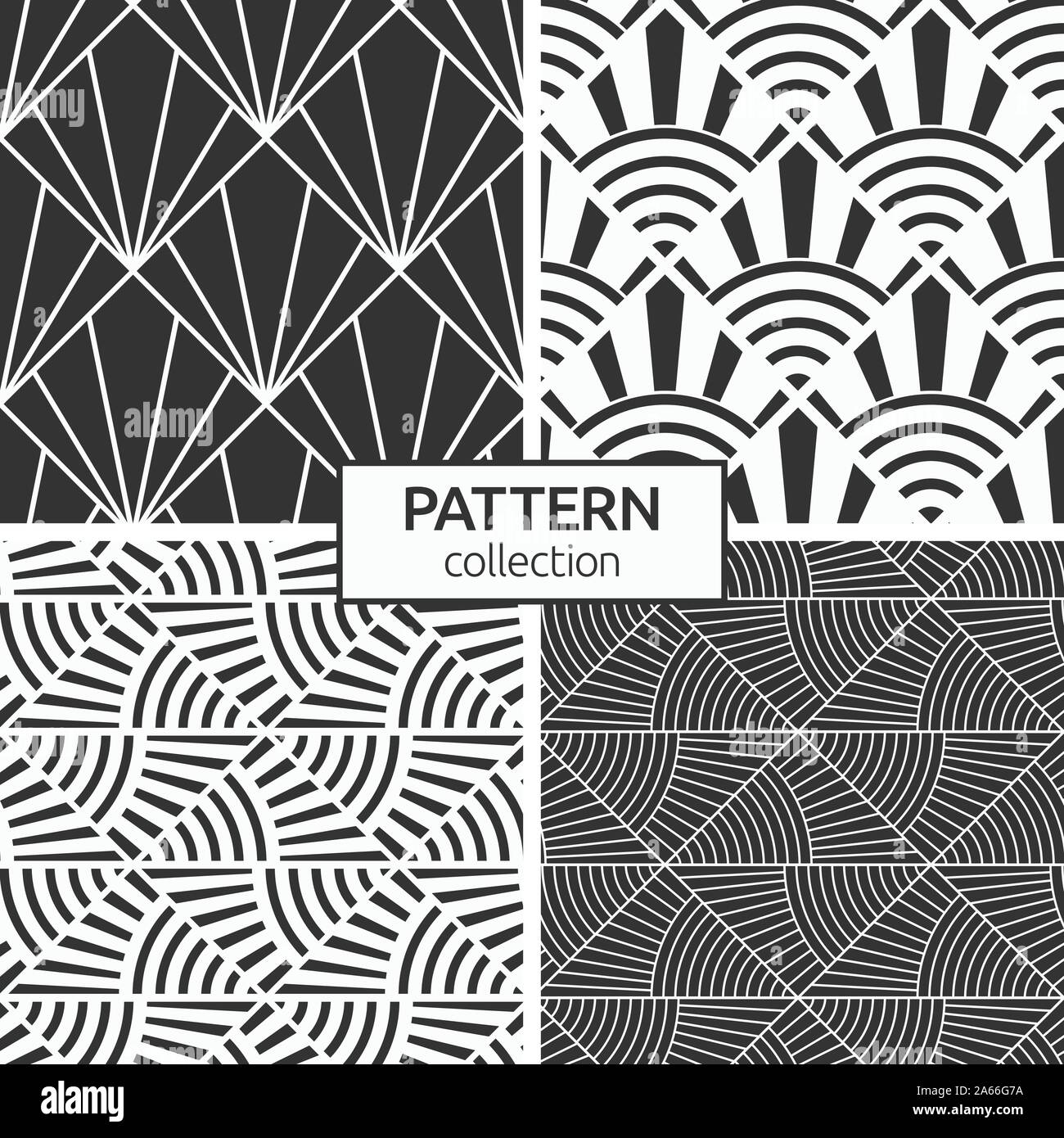 Satz von vier nahtlose Muster. Abstrakte geometrische trendy monochromen vector Hintergründe. Modernes, stilvolles Texturen ßer Rauten. Stock Vektor