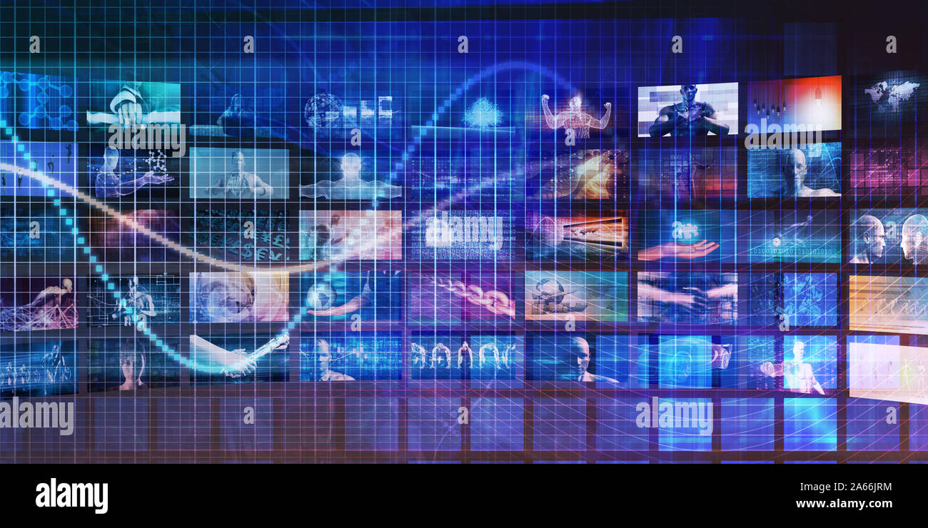 Digital Entertainment und Streaming-Broadcast-Technologie Kunst Stockfoto