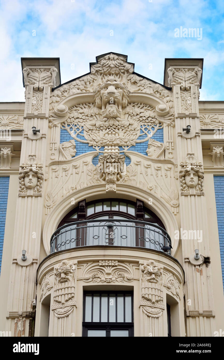 Art Nouveau Architektur (Jugendstil Architektur). Ein Unesco Weltkulturerbe. Riga, Lettland Stockfoto