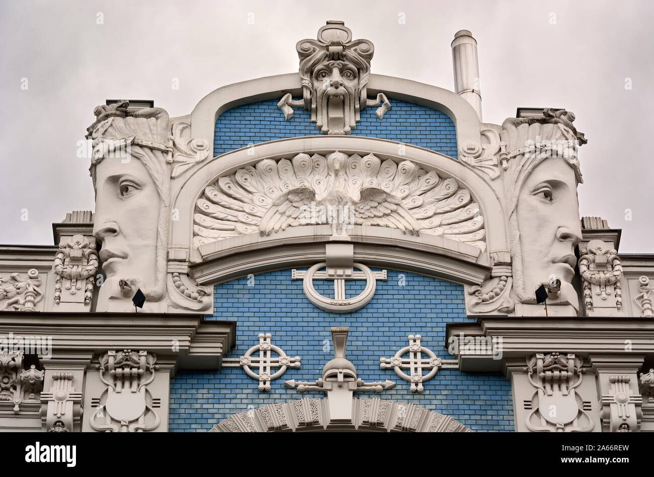 Art Nouveau Architektur (Jugendstil Architektur) von Michail Eisenstein. Ein Unesco Weltkulturerbe. Riga, Lettland Stockfoto