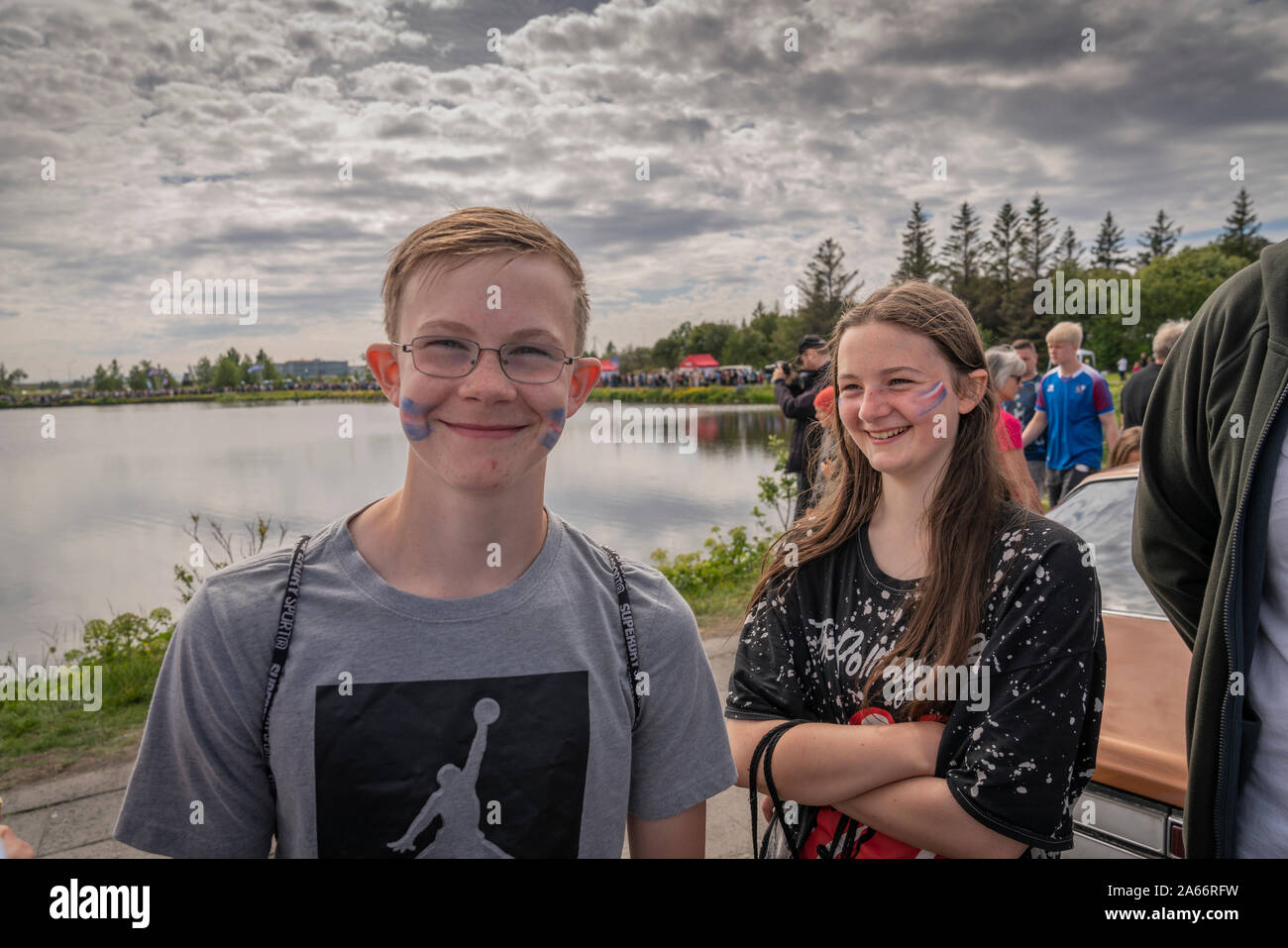 Feiert den 17. Juni, dem Tag der Unabhängigkeit Island, Reykjavik, Island Stockfoto