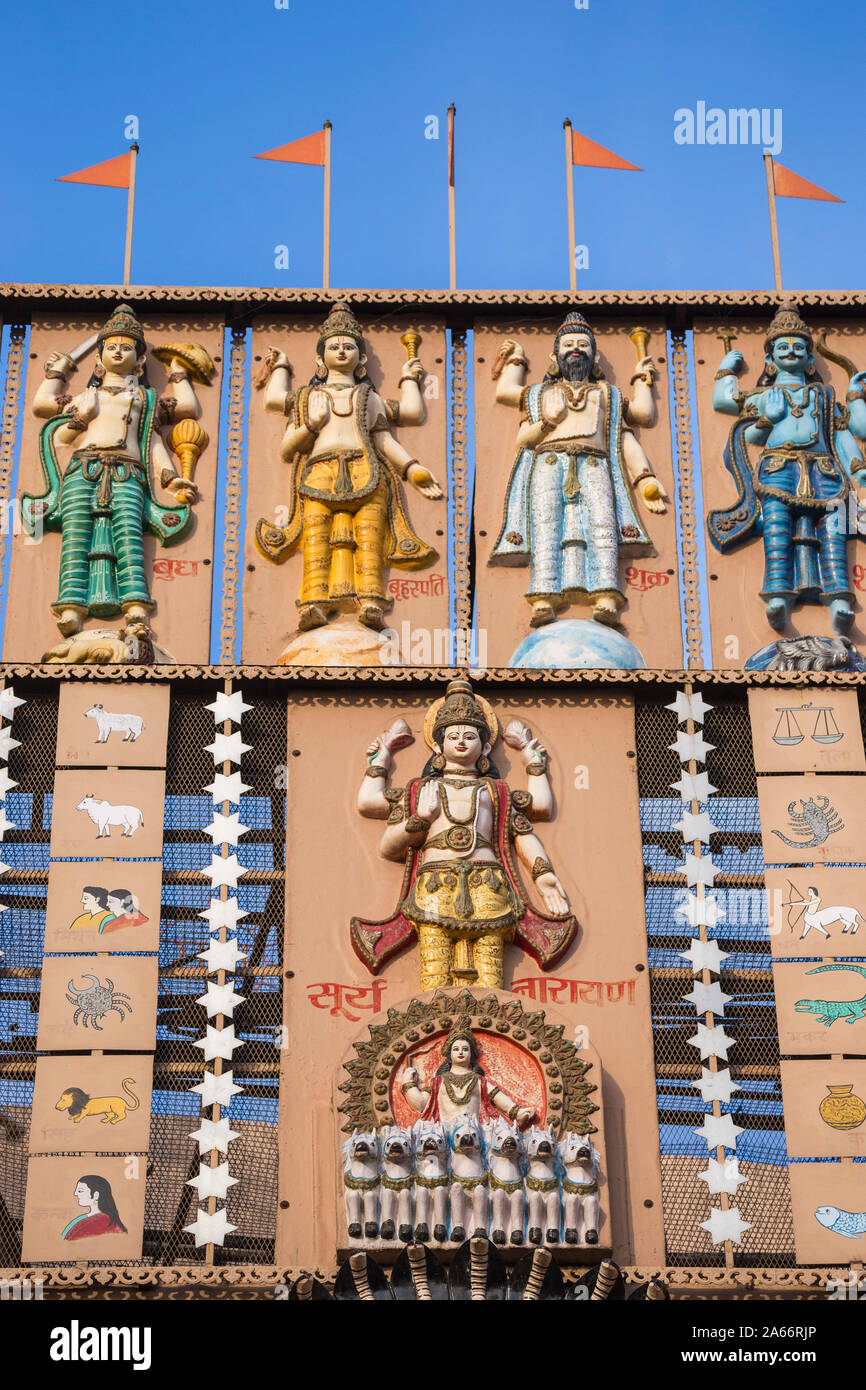 Indien, Uttar Pradesh, Varanasi, Dashashwamedh Ghat, Shri Ram Tempel Stockfoto