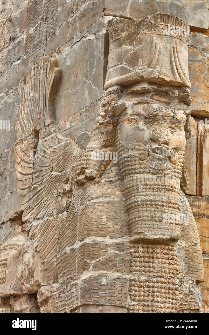 Tor aller Nationen, Tor von Xerxes, Persepolis, zeremoniellen Hauptstadt des achämenidischen Reichs, Provinz Fars, Iran Stockfoto