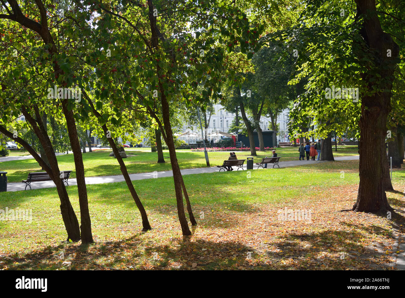 Central Garden in der Cathedral Square. Vilnius, Litauen Stockfoto