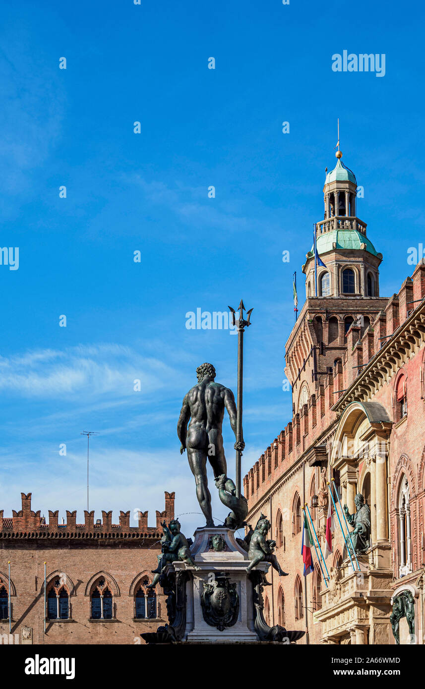 Neptunbrunnen, Piazza del Nettuno, Bologna, Emilia-Romagna, Italien Stockfoto