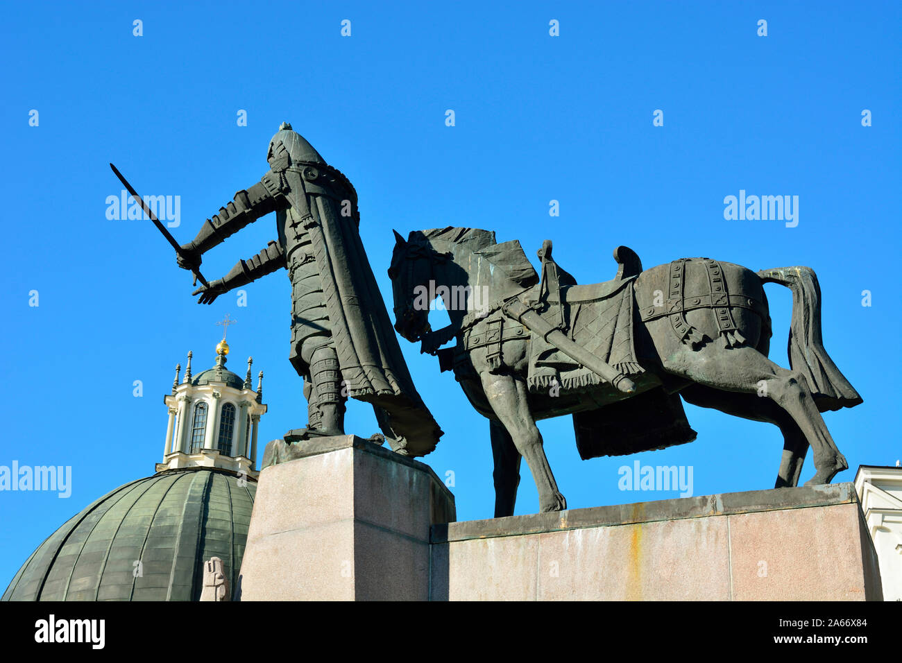 Die Statue des Königs Gediminas. Vilnius. Litauen Stockfoto