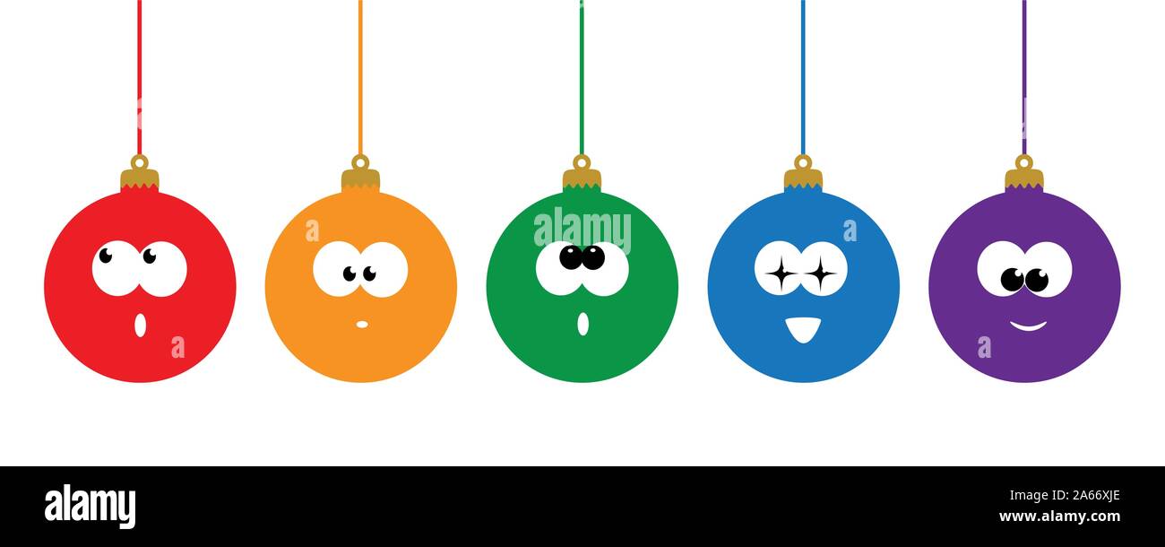 Lustige set Weihnachtskugel mit niedlichen Gesicht Vektor-illustration EPS 10. Stock Vektor