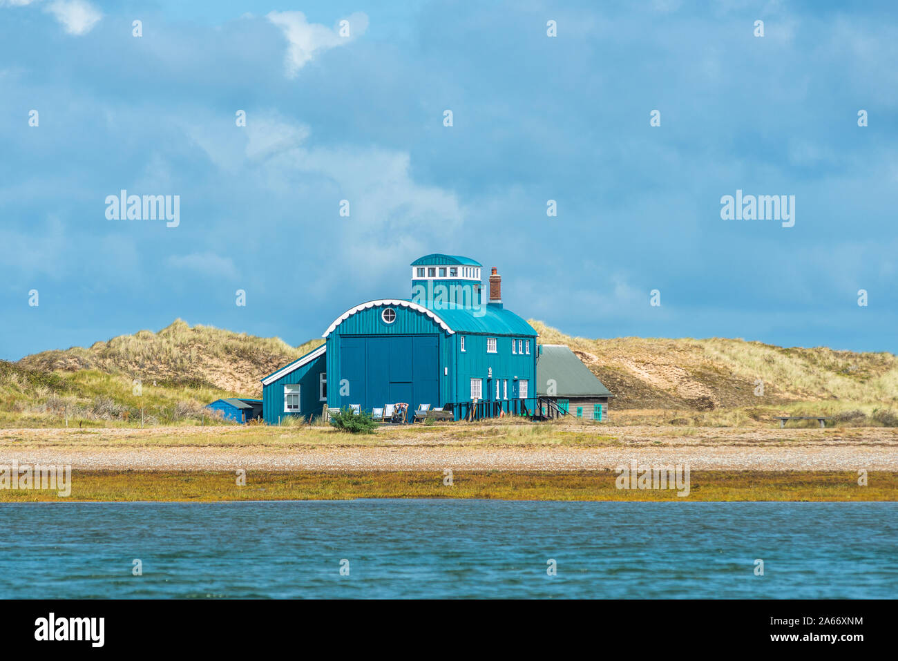Der alte Lifeboat Station Blakeney Punkt, Blakeney Hafen, Norfolk, Großbritannien Stockfoto