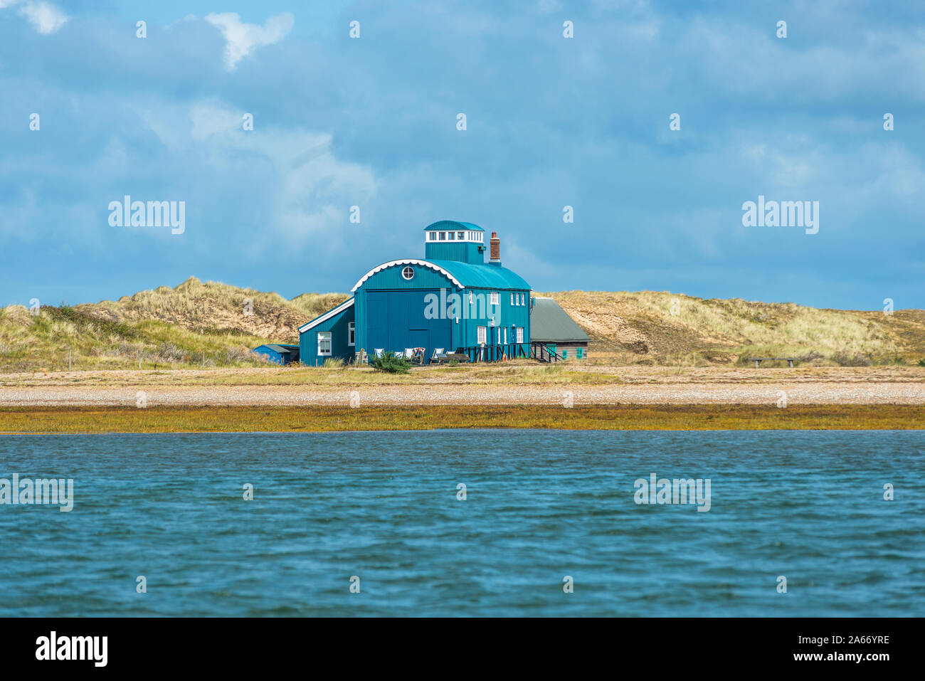 Der alte Lifeboat Station Blakeney Punkt, Blakeney Hafen, Norfolk, Großbritannien Stockfoto