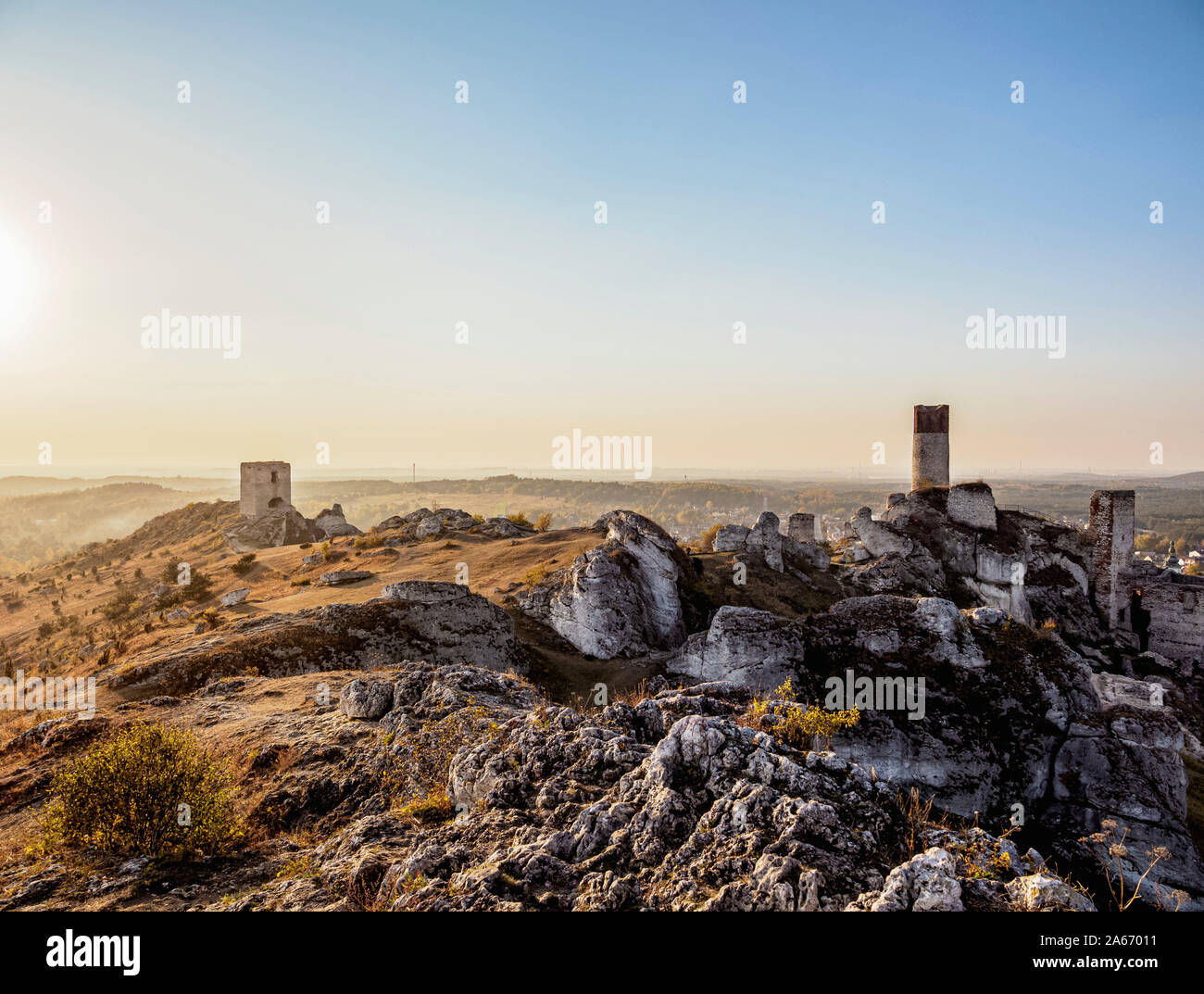 Olsztyn Burgruinen, Spuren der Adler' Nester, Krakow-Czestochowa Hochland oder polnischen Jurassic Highland, Woiwodschaft Schlesien, Polen Stockfoto