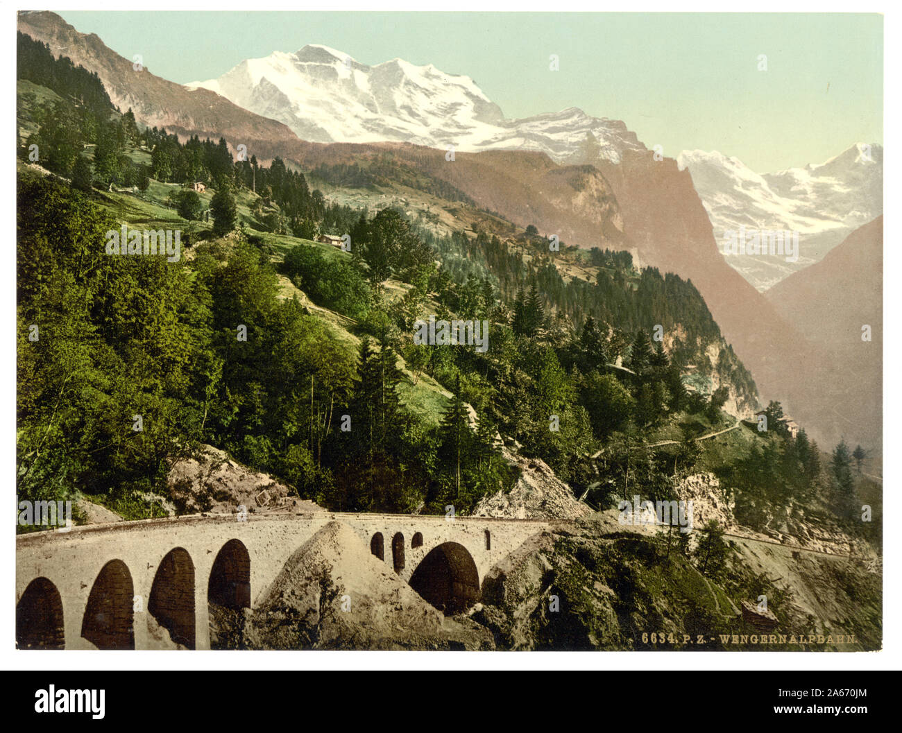 Wengern Alp Station, Railway, Berner Oberland, Schweiz; Teil: Ansichten der Schweiz in der Photochrom print Collection.; Titel von den Detroit Publishing Co., Katalog J - Ausland abschnitt, Detroit, Mich.: Detroit Publishing Company, 1905.; Drucken. 6634.; Stockfoto