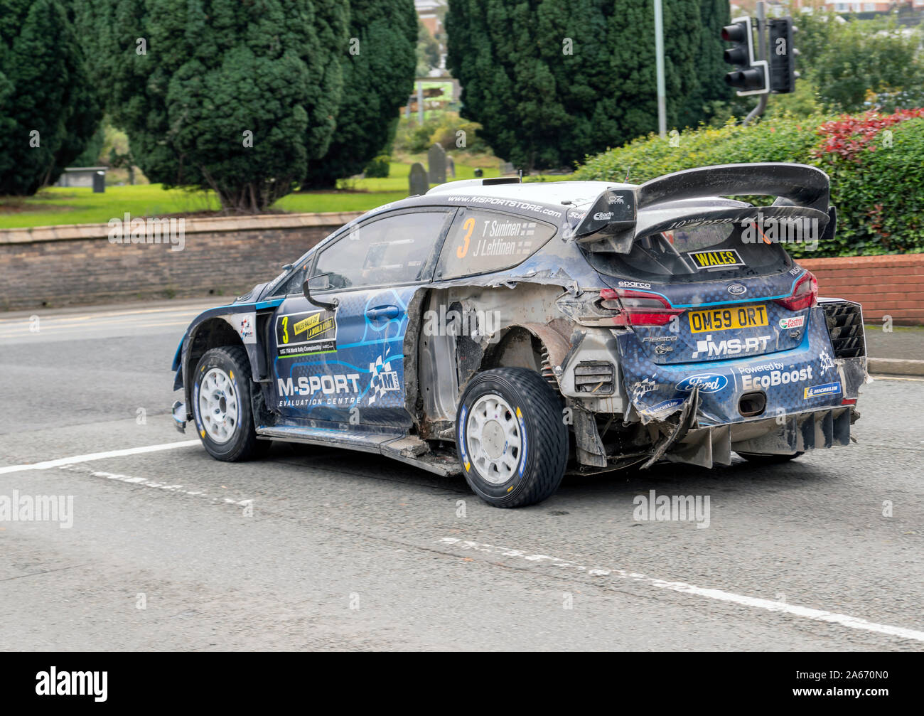 Auto 3, Treiber Teemu Suninen, Co-Driver Jarmo Lehtinen, Wales GB Rallye zwischen den Stufen bei Newtown, Powys, Wales, Großbritannien Stockfoto