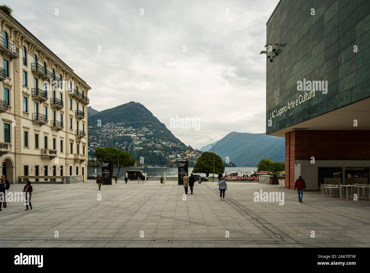 LAC Lugano Arte e Cultura ist ein neues kulturelles Zentrum für die bildende Kunst, Musik und darstellende Künste, Lugano, Schweiz Stockfoto