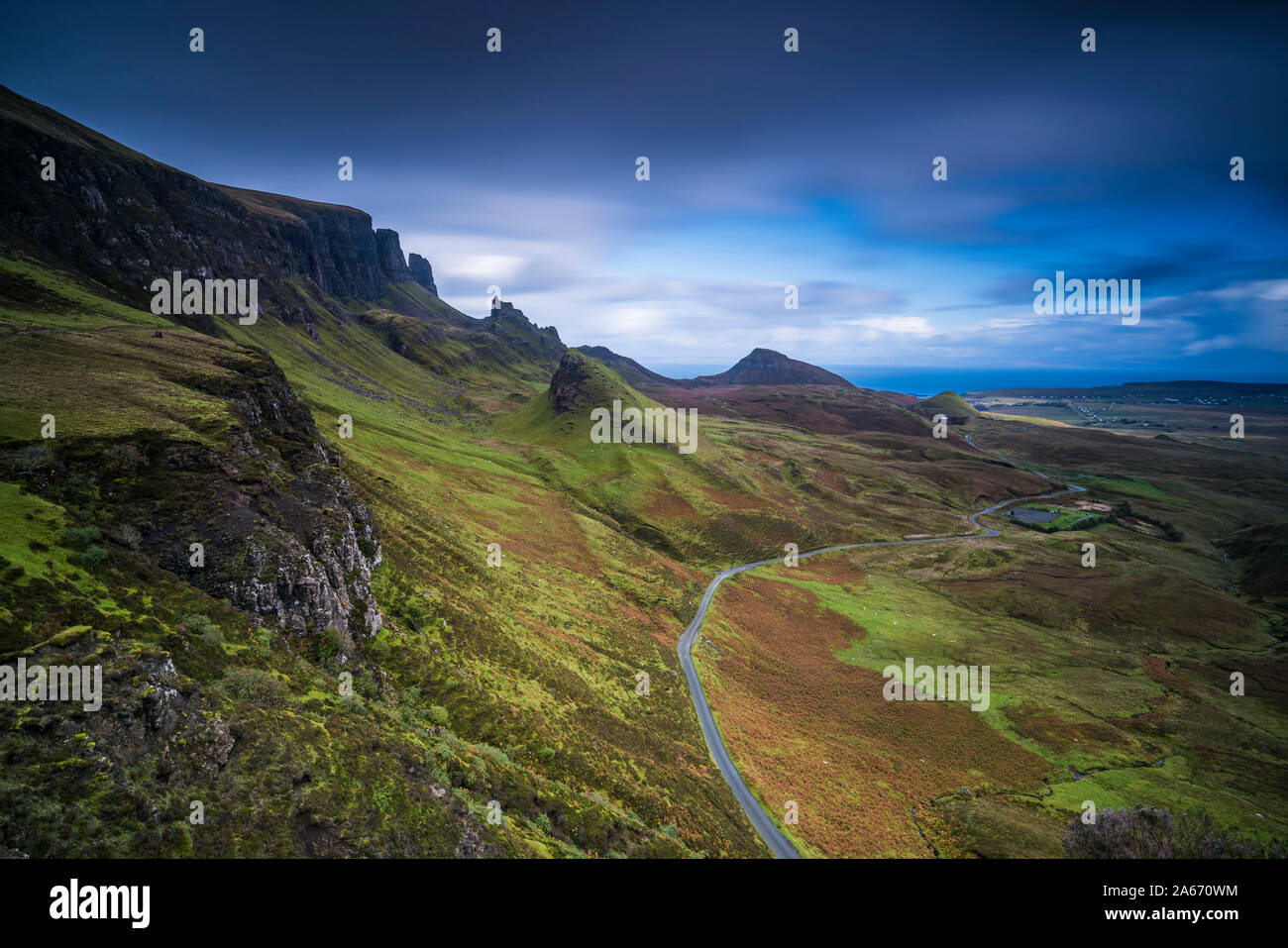 Straße Quiraing, Isle of Skye, Hochland, Schottland, Vereinigtes Königreich Stockfoto