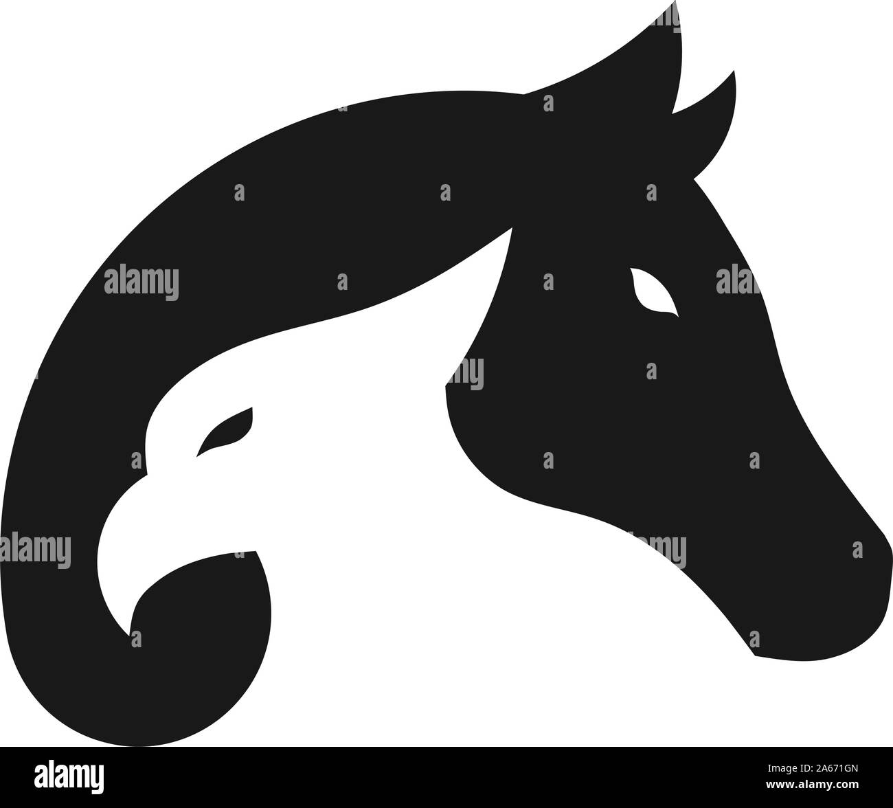 Kreatives Vektorkonzept mit einfachem Adler- und Pferdelogo Stock Vektor