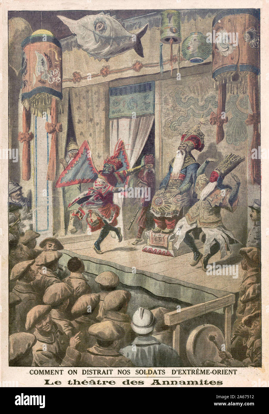 Kommentar zu PFÄNDUNG NOS SOLDATS D'EXTREME ORIENT - WIE WIR VERZERRT UNSER EXTRA OSTEN SOLDATEN - In "Le Petit Journal" illustrierte Zeitung - Stockfoto