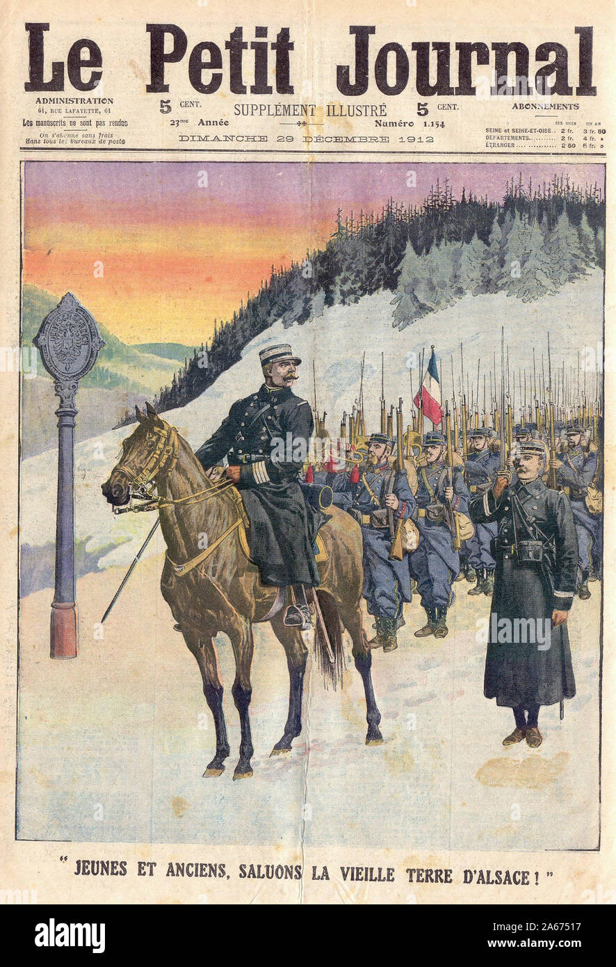 JEUNES ET ANCIENS, LA VIEILLE TERRE D'ALSACE - Junge und Alte, die Alte Erde DES ELSASS - In "Le Petit Journal" Französische illustrierte Zeitung - 1912 Stockfoto