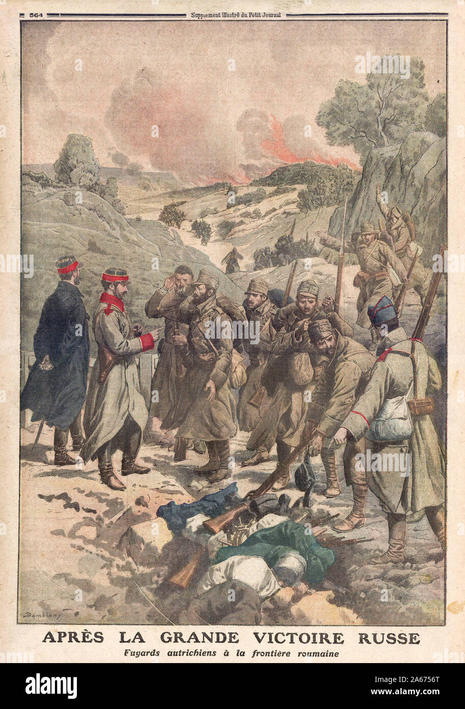 Après la Grande victoire Russe, fuyards autrichiens à La frontière roumaine - In "Le Petit Journal" Französische illustrierte Zeitung Stockfoto