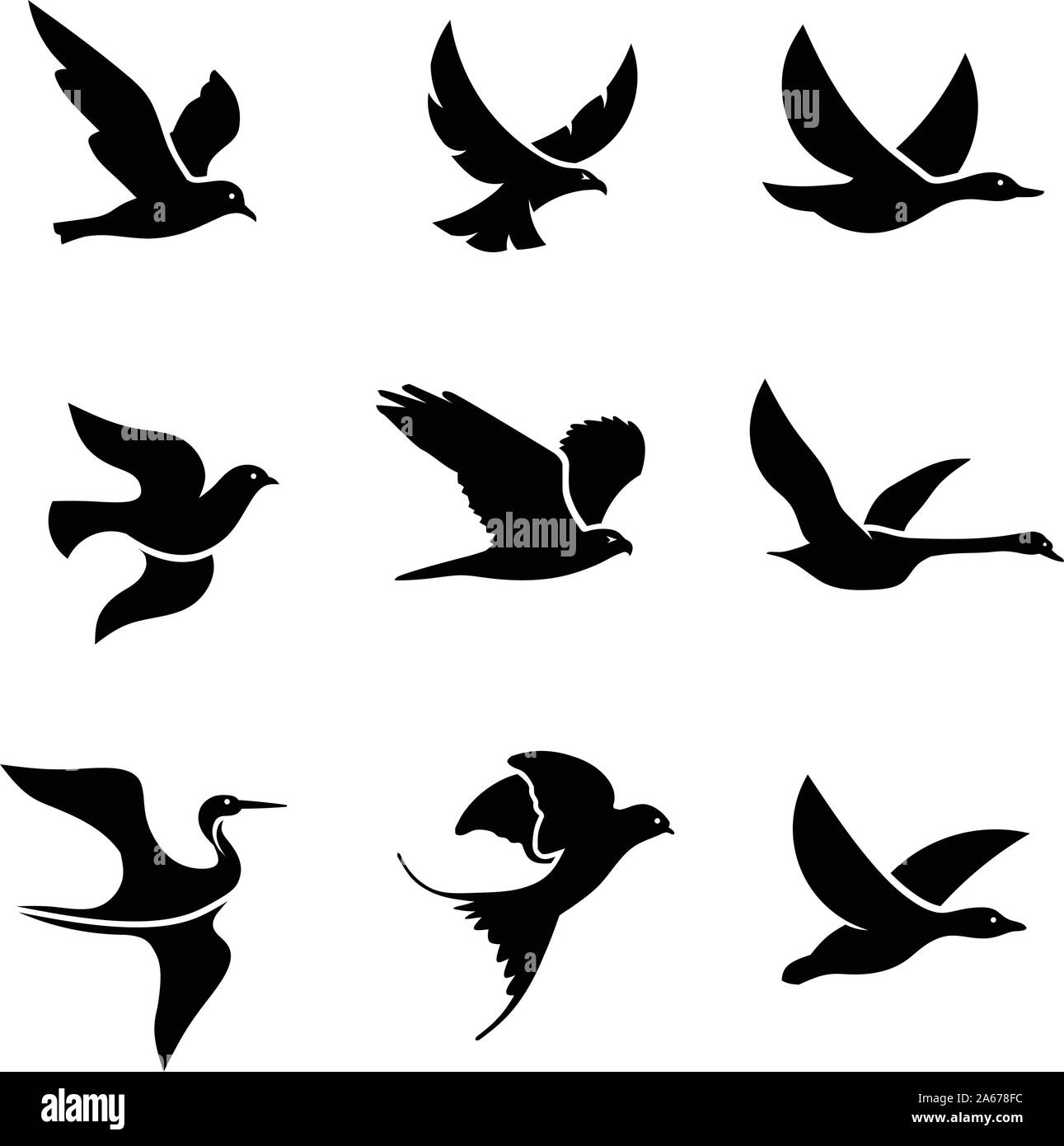 Vektorkonzept mit Flying Bird Logo, Vektorvorlage mit kreativem Flying Bird Logo Stock Vektor