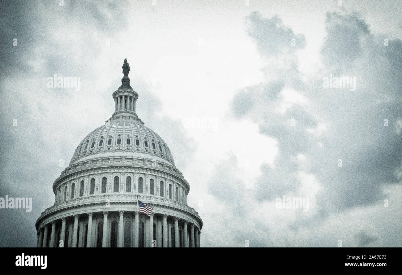 Strukturiertes Bild des United States Capitol Dome an einem bewölkten Tag Stockfoto