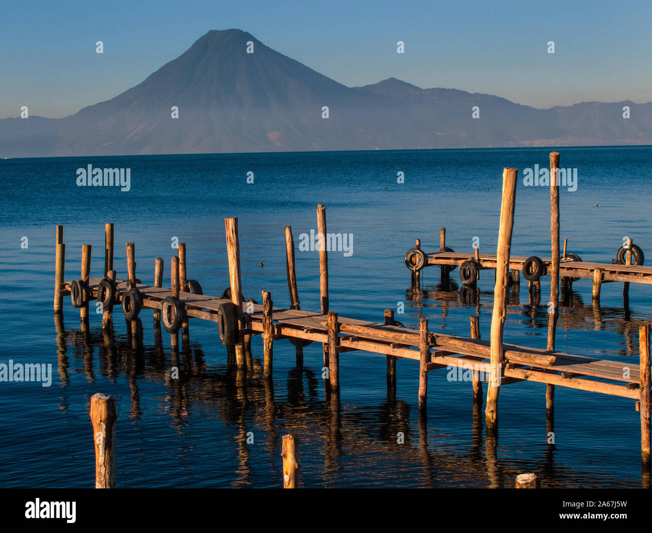 Landeplatz am Atitlan See, Guatemala Stockfoto