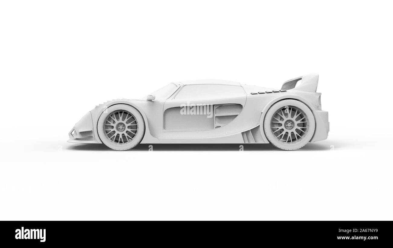 3D-Rendering eines Rennwagens auf weißem studio Hintergrund isoliert Stockfoto