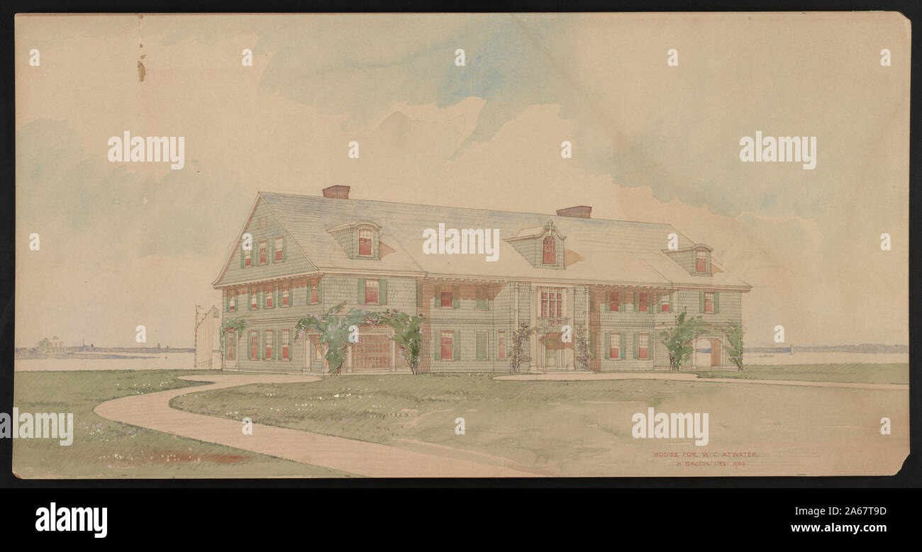 William C. Atwater Haus, Westhampton Beach, New York. Vorne. Perspektivische Projektion]/H. Speck, des Stockfoto