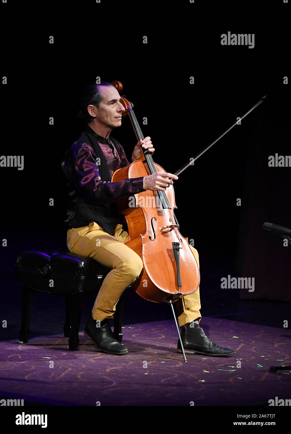 Oktober 23, 2019, Virginia Beach, Virginia, USA: Bach Cello Suiten Festival bringt STEPHEN KATZ die Sandler Zentrum in Virginia Beach, Virginia am 23. Oktober 2019. Foto © Jeff Moore (Credit Bild: © Jeff Moore/ZUMA Draht) Stockfoto