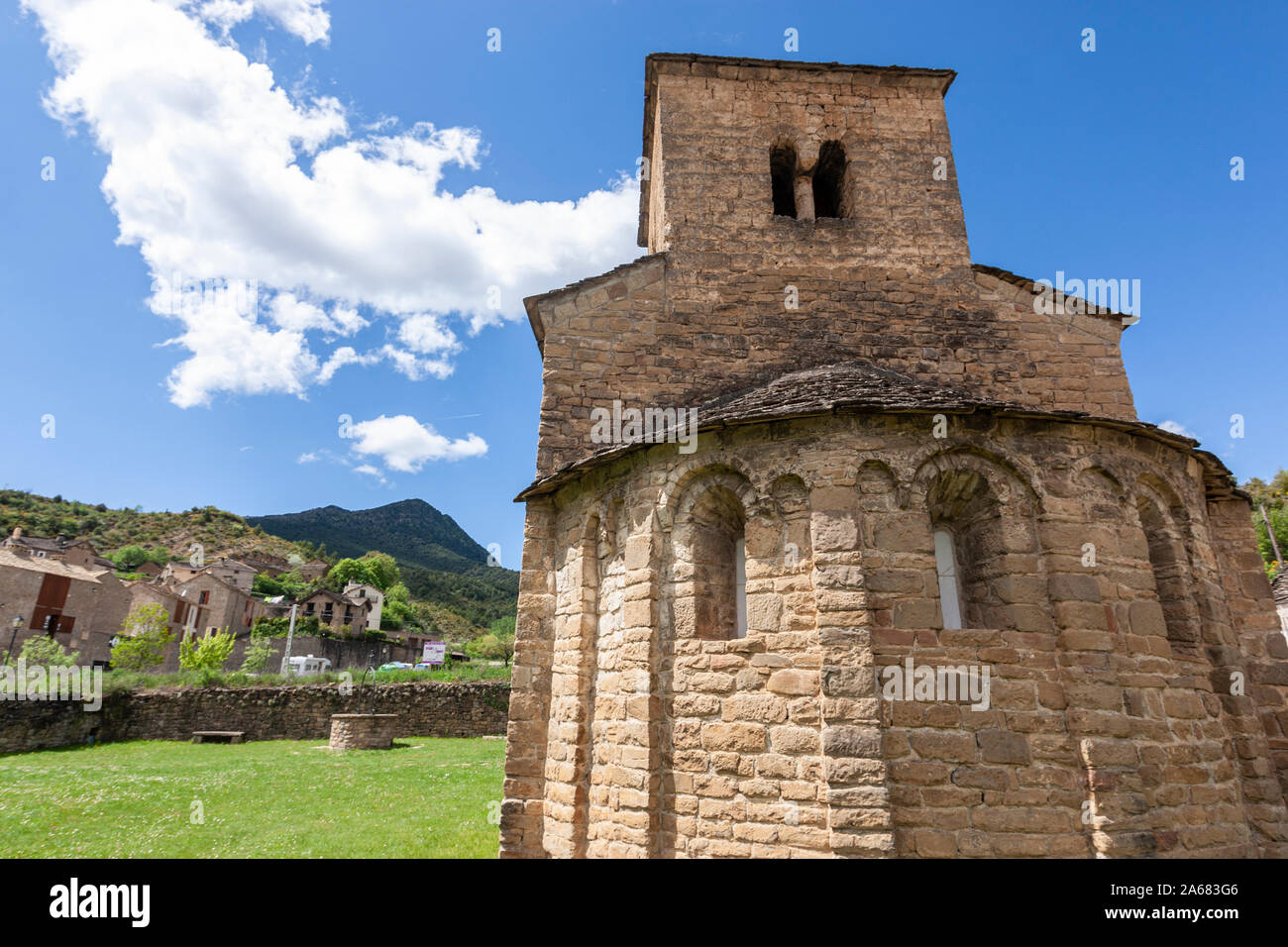 Apsis der Iglesia de San Caprasio, Santa Cruz de la Serós, Aragon, Spanien Stockfoto