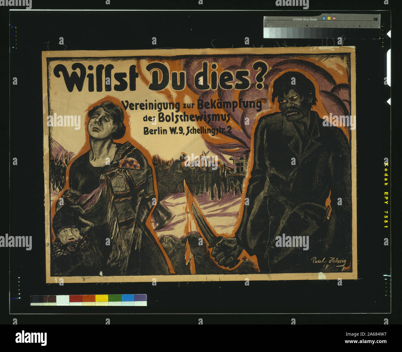 Willst Du stirbt Vereinigung zur Bekämphung des Bolschewismus/Paul Helwig" 19. Stockfoto