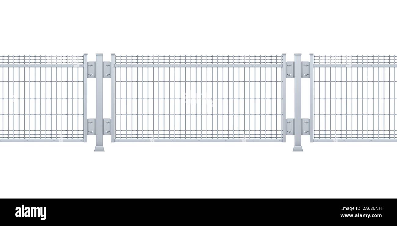 Nahtlose Metallzaun. Realistische Vektor verzinktem Metall zaun Panel Stock Vektor
